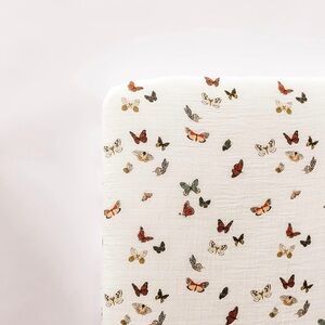 Butterfly Print White Crib Bedsheet